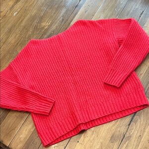 Old Navy Bright Red Crewneck Knit Sweater